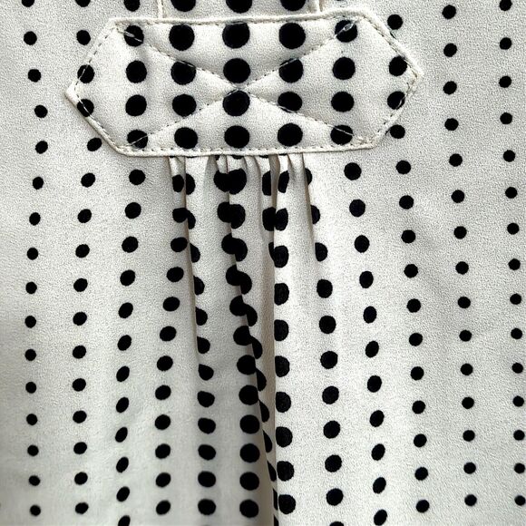 Anne Klein Blouse Long Sleeve 0X Cream Polka Dot Pattern Playful - Picture 9 of 12